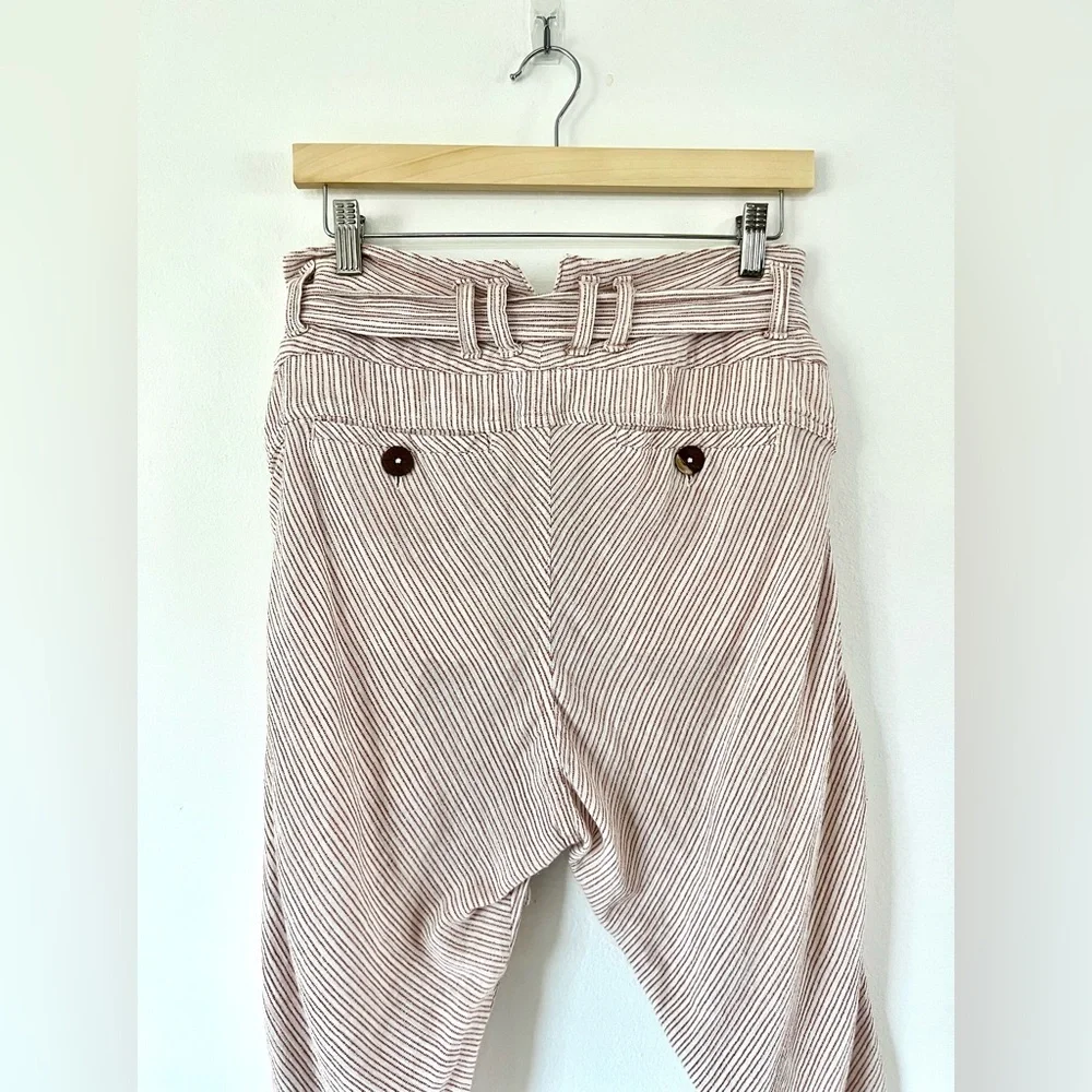 Free People Rumors Yarn Dye Harem Pants In Natural Slouchy‎ Cotton Size 6